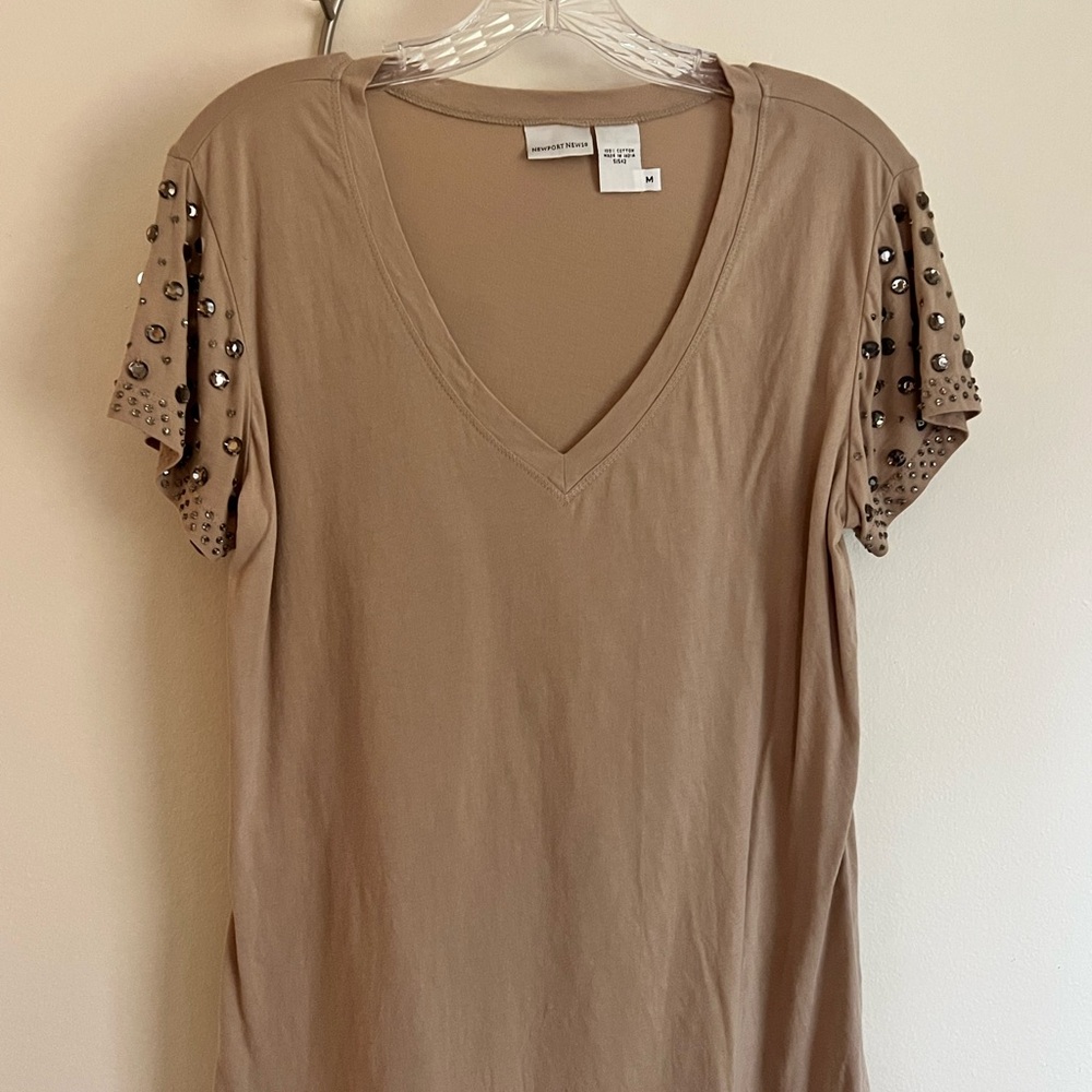 Newport News Tan Embellished Women's Top